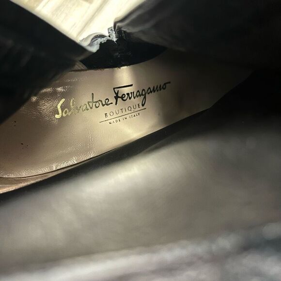 Salvatore Ferragamo Black Suede Heeled Ankle Boots in Size 9 AA (Narrow) - Picture 8 of 10